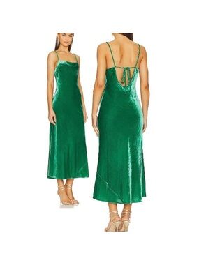 RHODE JEMIMA VELVET SLIP STYLE MAXI DRESS IN EMERALD GREEN Sz 10 NEW